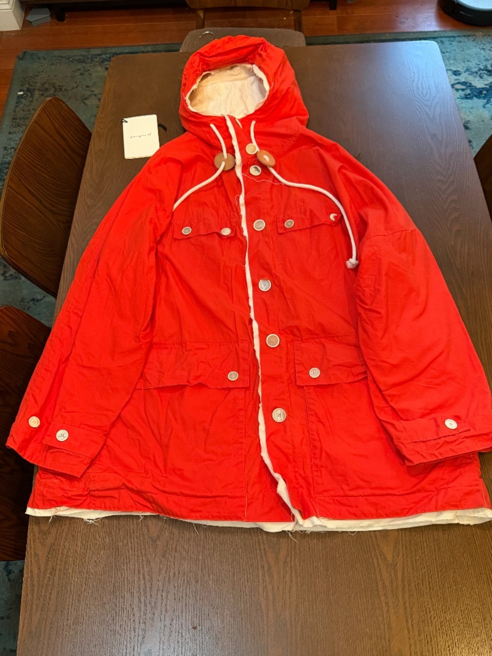 Toogood Wax Trawlerman Coat in Bouy Orange - Picture 1 of 14